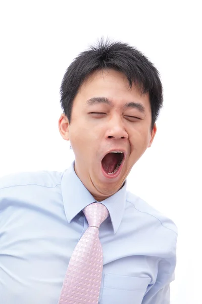 Overworked business man yawn with black eye — Stock Photo, Image