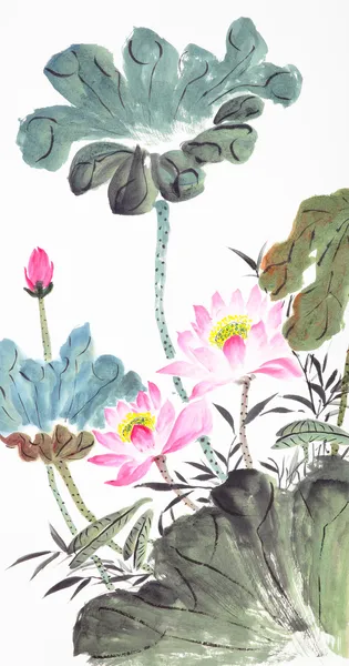 Résumé lotus-Peinture traditionnelle chinoise — Photo