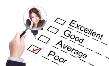 Poor employee ! Company performance audit checklist clipart