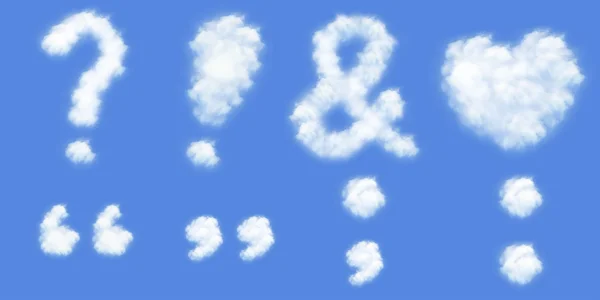 Bulutlar formundaki tüm tür noktalama işareti — Stok fotoğraf