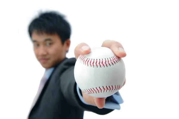 Hombre de negocios tomar béisbol —  Fotos de Stock