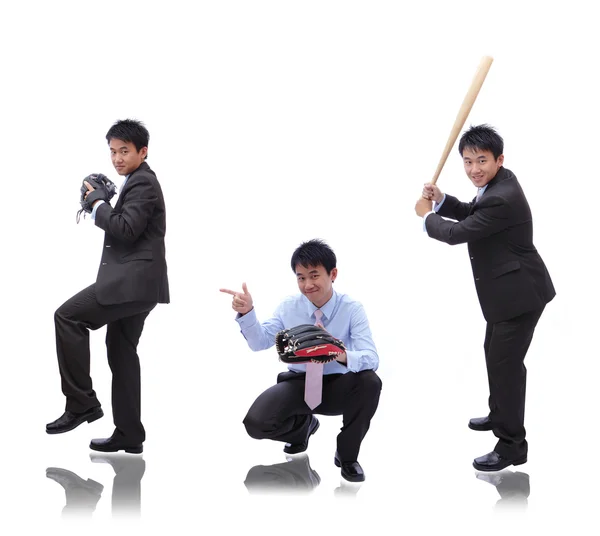 Business man ( pitcher, catcher and batter) — Stock Photo, Image