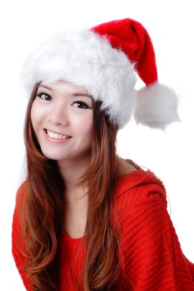 Karácsonyi boldog lány mosollyal arcán — Stock Fotó
