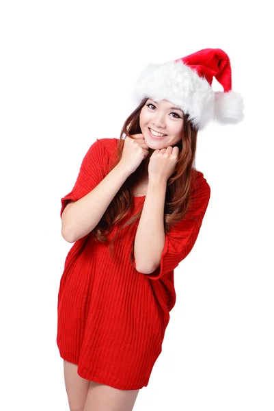 Boldog karácsonyi lány mosoly — Stock Fotó