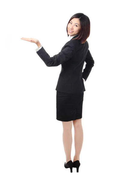 Business woman showing something — Stock Photo, Image