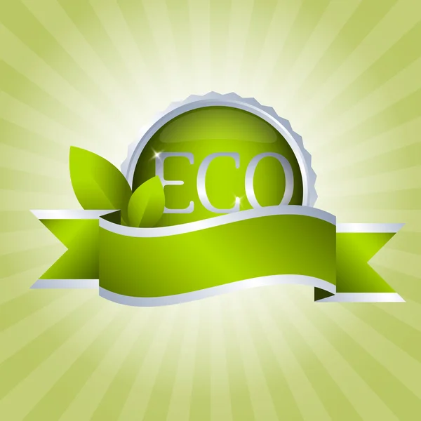 Badge vert avec ruban — Image vectorielle