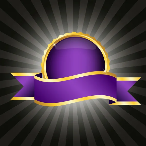 Фиолетовый значок с лентой — стоковый вектор