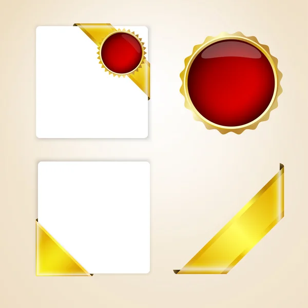Guld band och emblem — Stock vektor