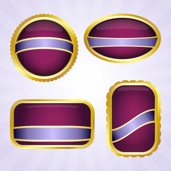 Lila emblem med band — Stock vektor