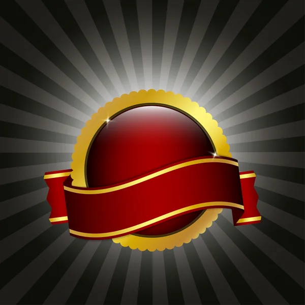 Rode badge met lint — Stockvector