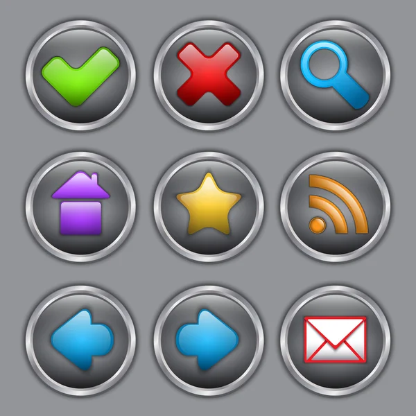 Yuvarlak web Icon set — Stok Vektör