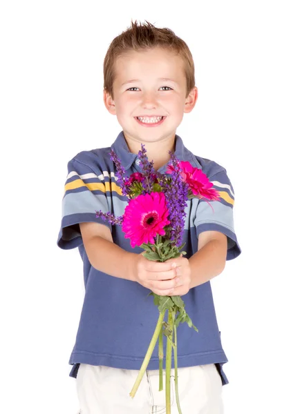 Νεαρό αγόρι παράδοση λουλουδιών — Φωτογραφία Αρχείου