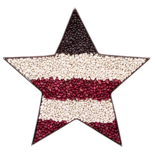 Uma estrela patriótica feita de feijão — Fotografia de Stock