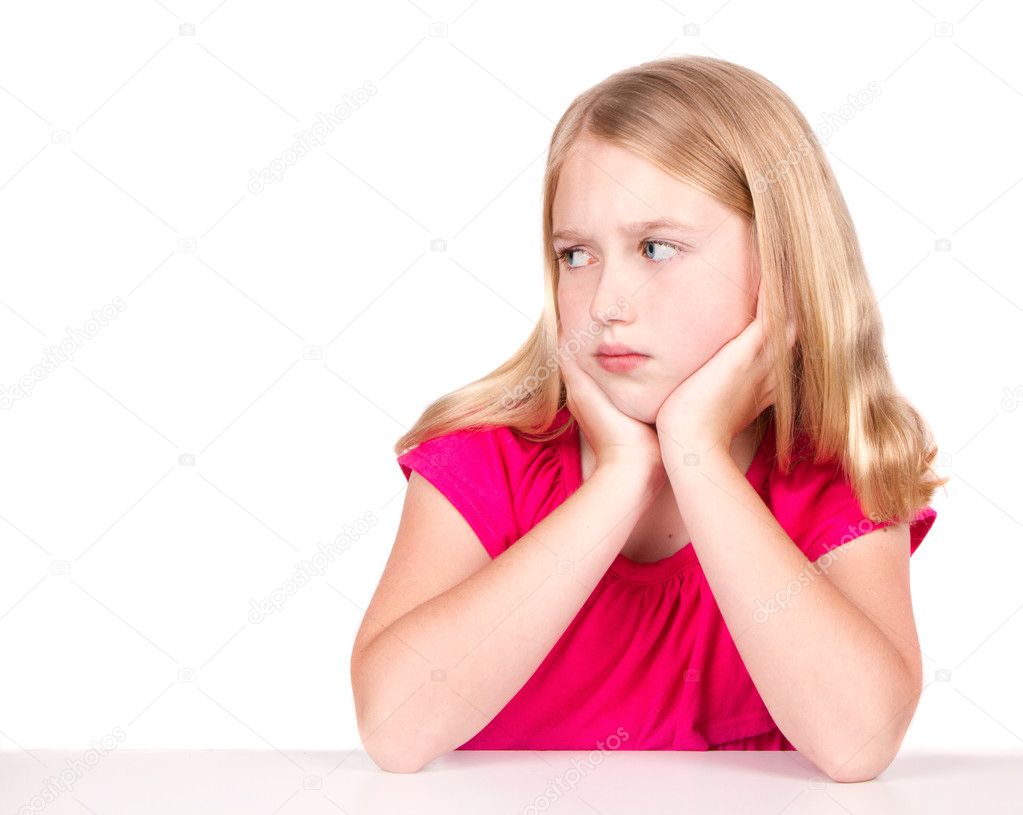 Angry or upset child looking to the side