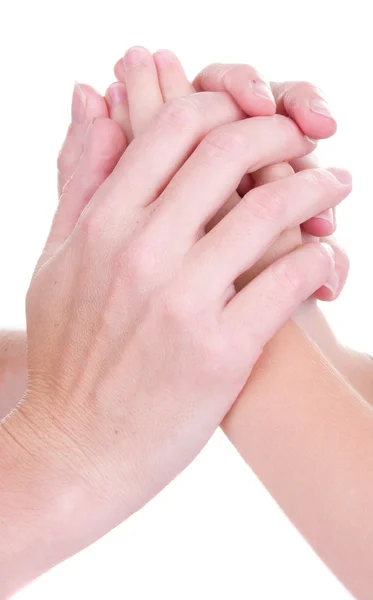 Madre sosteniendo manos de niños —  Fotos de Stock