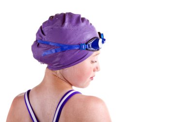 Profile of a young competitive swimmer clipart