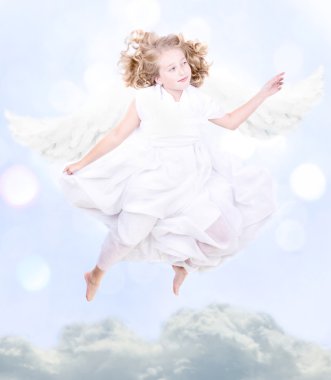 Young sweet angel flying clipart