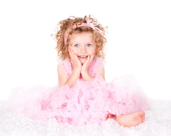 A blue eyed curly haired toddler girl — Stock Photo, Image