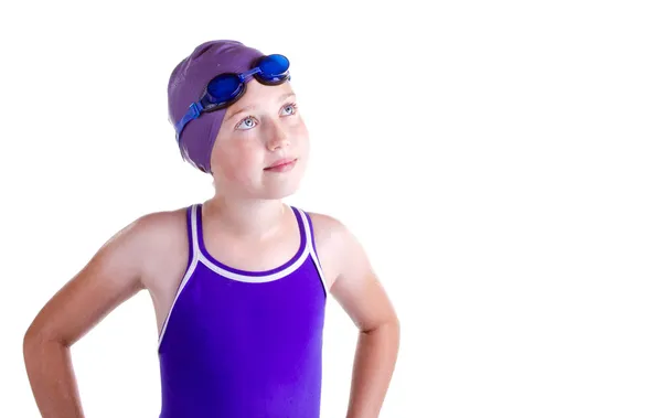 Hoppfulla unga konkurrenskraftig simmare — Stockfoto
