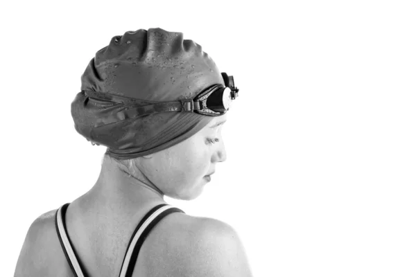 Profil sahibi genç ve rekabetçi bir yüzücü — Stok fotoğraf