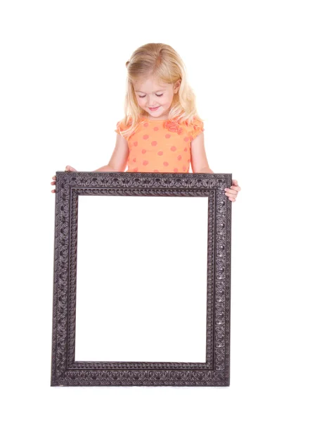Kind mit leerem Rahmen — Stockfoto