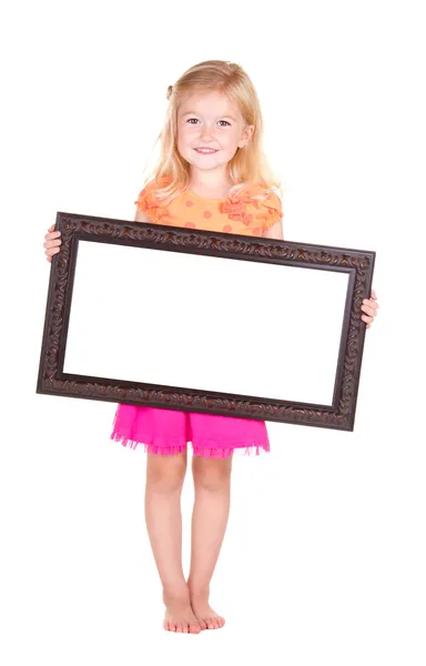 Kind mit leerem Rahmen — Stockfoto