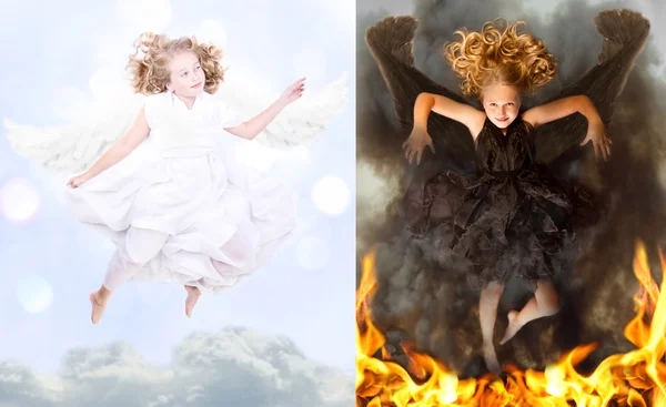 Um anjo bom e um anjo mau — Fotografia de Stock