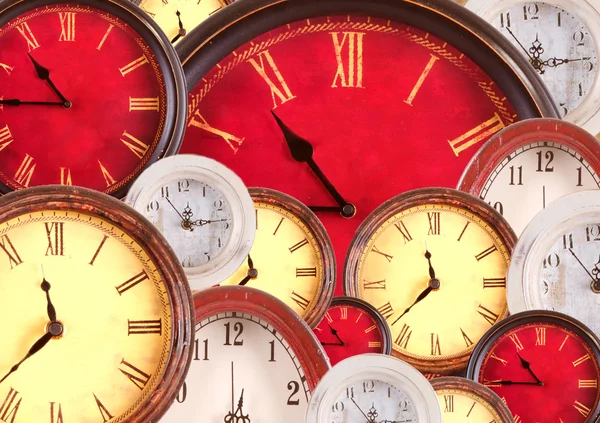Many clocks filling background — Stock Photo, Image