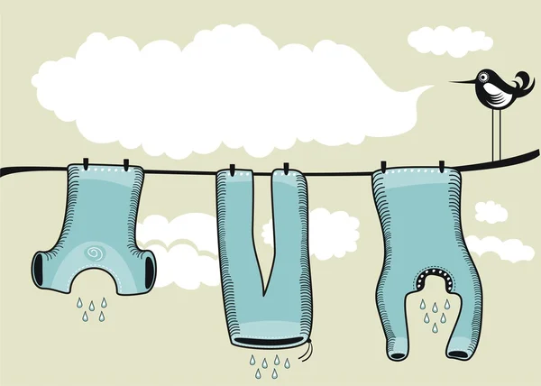 Asciugatura vestiti sfondo — Vettoriale Stock