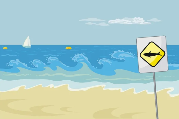 Paysage marin avec avertissement — Image vectorielle