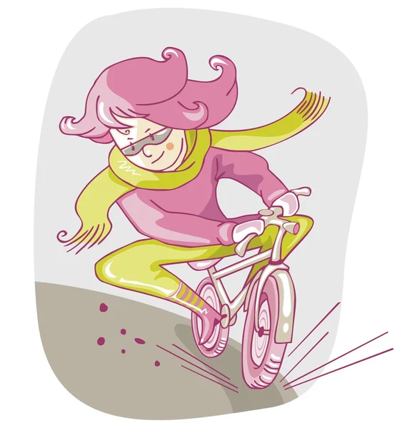 Girl On Bicycle — Stock Vector