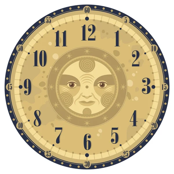 Reloj Vintage cara — Vector de stock