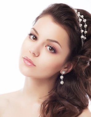 Sensual pretty fiancee. Wedding style and beauty clipart