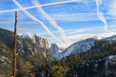 Sunset on yosemite in winter clipart