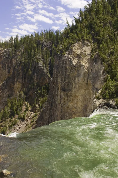 Water cascading over the lower falls in Yellowstone — Stock Photo, Image