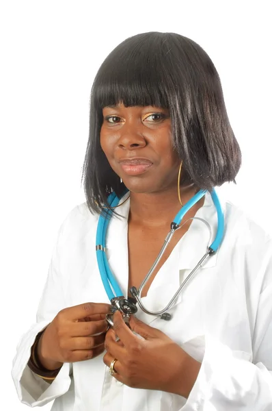 Jovem enfermeira ou médico afro-americano — Fotografia de Stock