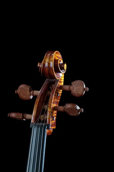 Cello Hals auf schwarz — Stockfoto