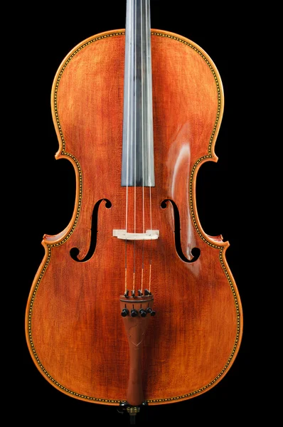 黑色背景上的大提琴 — 图库照片