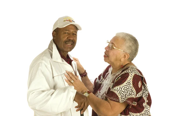 Osoby w podeszłym wieku african american kobieta mówi — Zdjęcie stockowe
