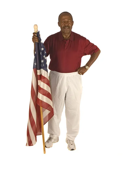 African American Patriot with flag — Stock Photo, Image