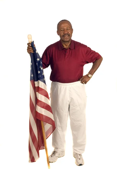 Afro-Amerikaanse patriot met vlag — Stockfoto