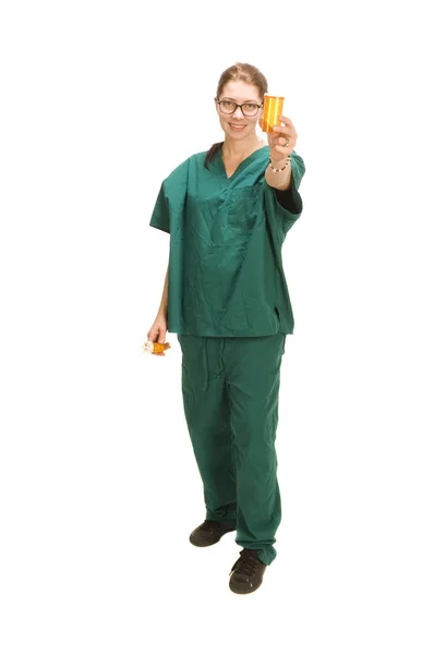 Enfermeira com frasco de espécime — Fotografia de Stock
