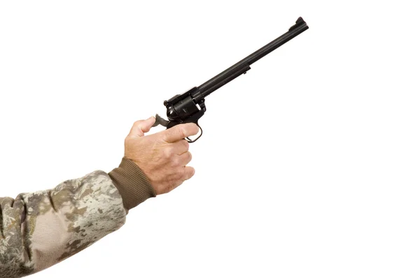 Single-action pisztoly shooter elszigetelt — Stock Fotó