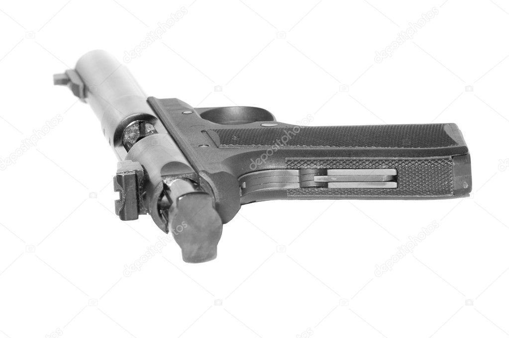 Rear view of a semi-automatic pistol