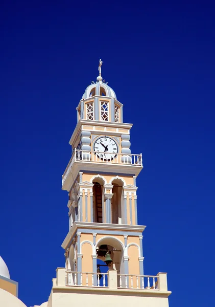 Church clock tower on Santorini — Stock Photo, Image