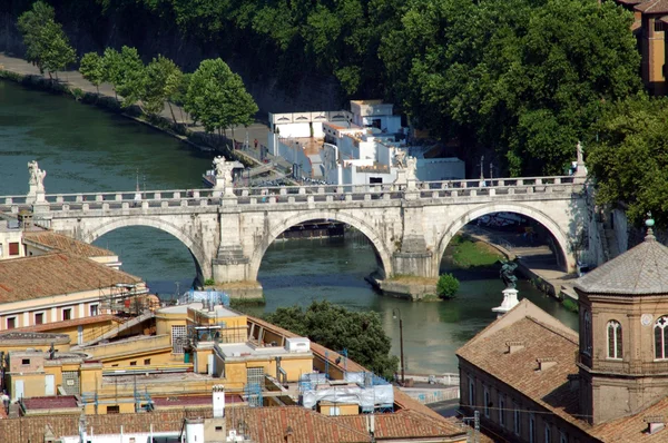 stock image View from the top of San Pietro (The Vatican) in Rome looking down via Vaticano at ponte St. Angelo