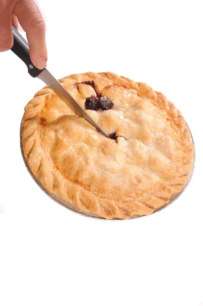 Cutting into the pie — Stock Photo, Image