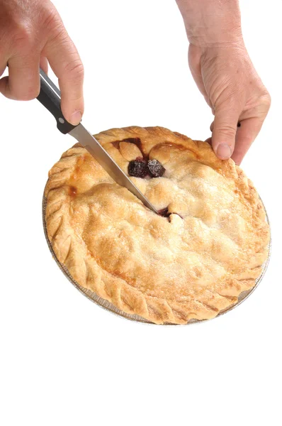 Cutting into the pie — Stock Photo, Image