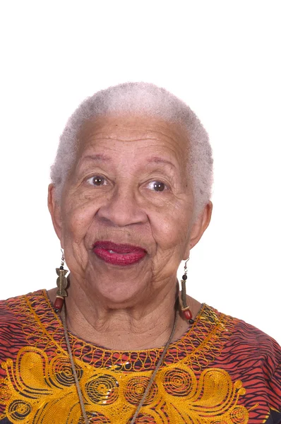 Close-up van oudere Afro-Amerikaanse vrouw — Stockfoto
