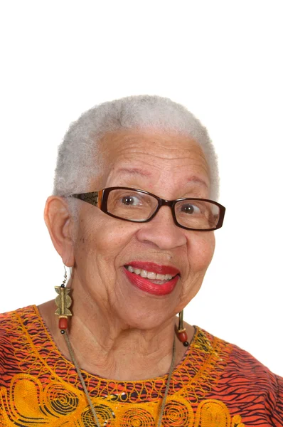 Close-up van oudere Afro-Amerikaanse vrouw — Stockfoto